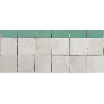 Mosaic House Moroccan tile Custom Kteeb Border 1-12 White Light Green  zellige, mosaic, zellij, border, glaze 